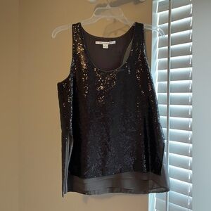 Diane Von Furstenburg Brown Sleeveless Sequin Top Size 2